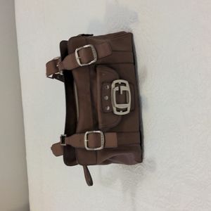 Brown leather handbag